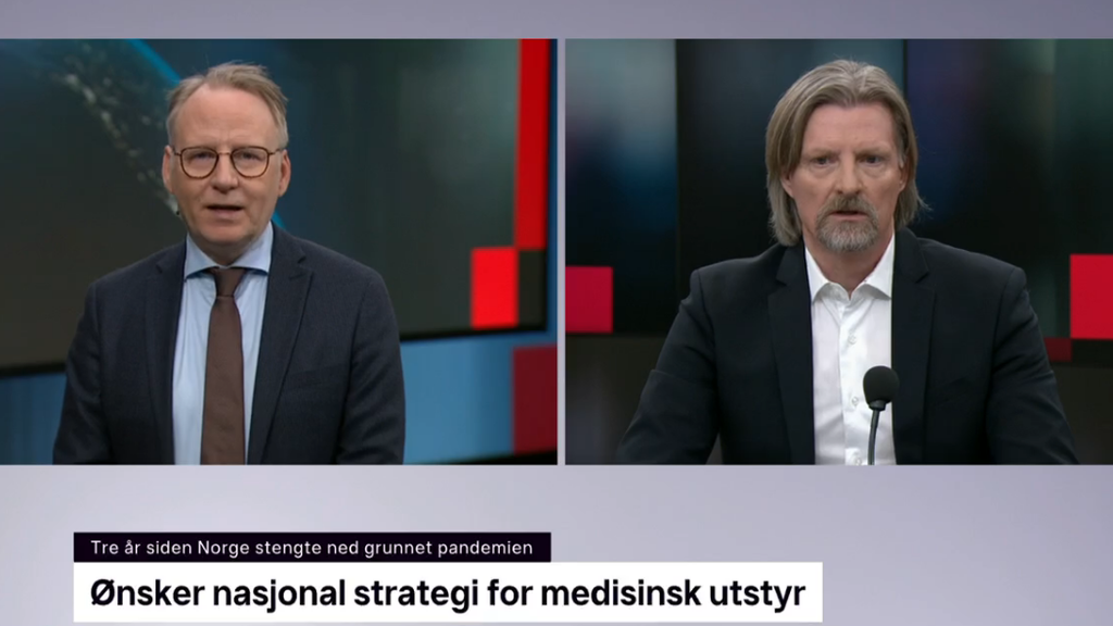 Atle Hunstad (til høyre) , administrerende direktør i Melanor, på TV2 Nyhetskanalen. Foto: Skjermdump/TV2