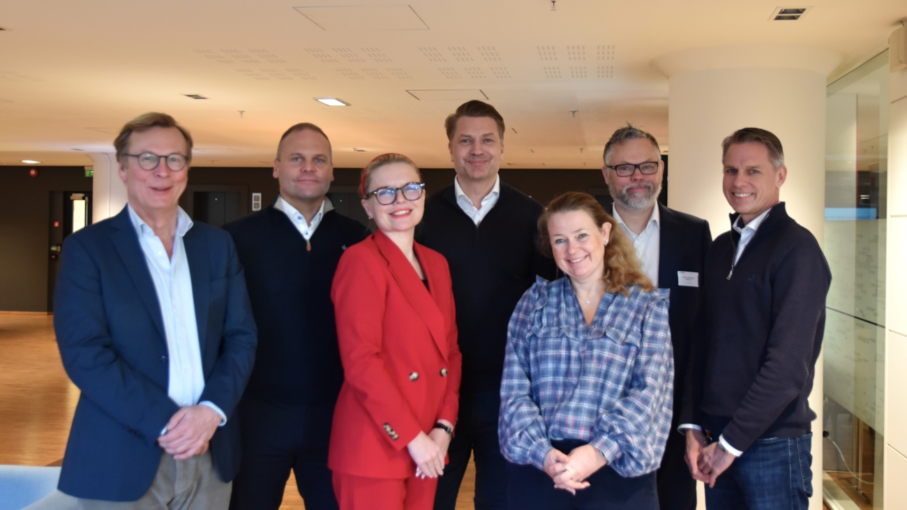 Fra venstre: Jan Knoph (OneMed AS), Stevar Klausen (Smith & Nephew AS), Liv Etholm (Dansac&Hollister AS), Haakon Wennberg (Medtronic AS), Hilde R. Åsheim (Danone), Rolf Inge Karlsen (Olympus Norge AS) og Haakon Torgersen (BioNordika AS)